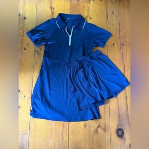 Navy Blue Athletic Polo Dress with Shorts – Size M